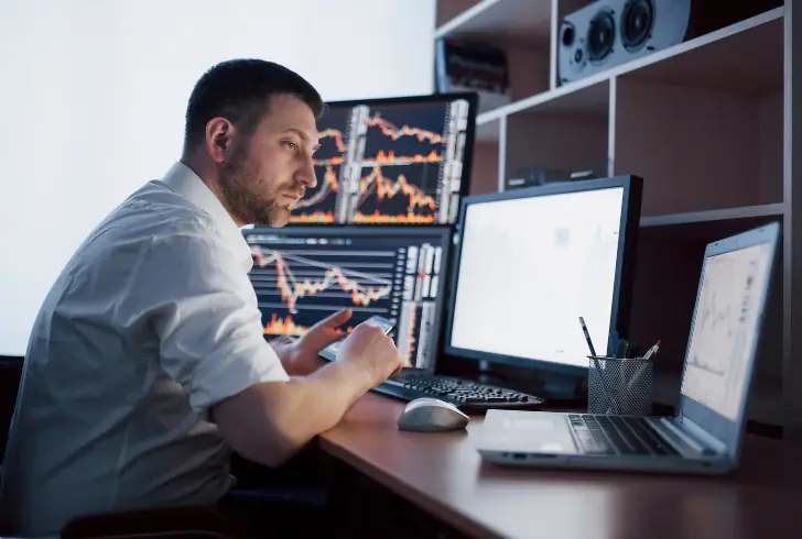 Investor reviewing diversified stock portfolio